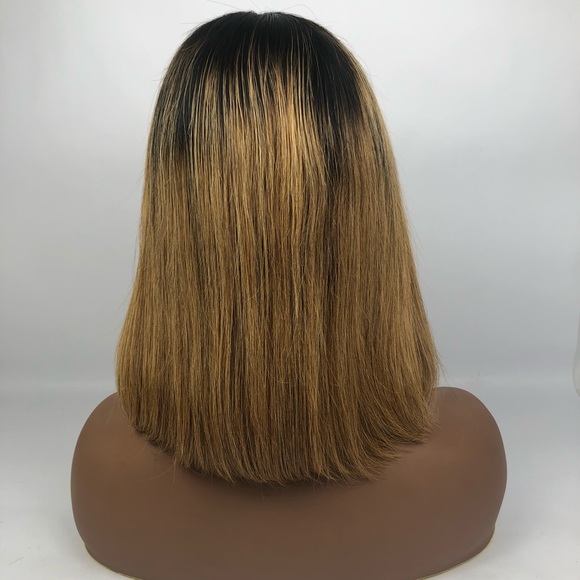 1B/27 Brazilian hair blunt cut bob lace front wig - Picture 6 of 8